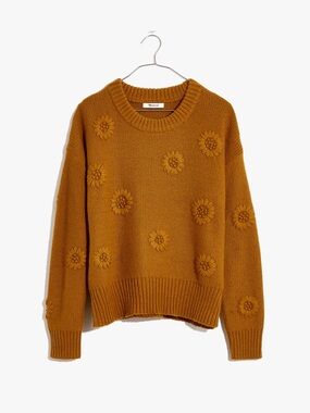 Madewell Flower Embroidered Pullover Sweater